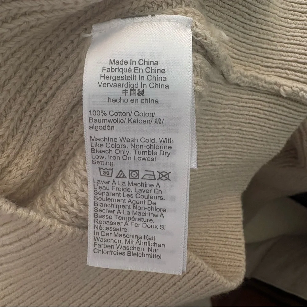 J.CREW Tipped V-neck Cotton Cardigan Sweater Women's Size Small Cream